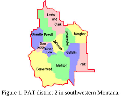 Map of PAT district 2 counties (described in article)